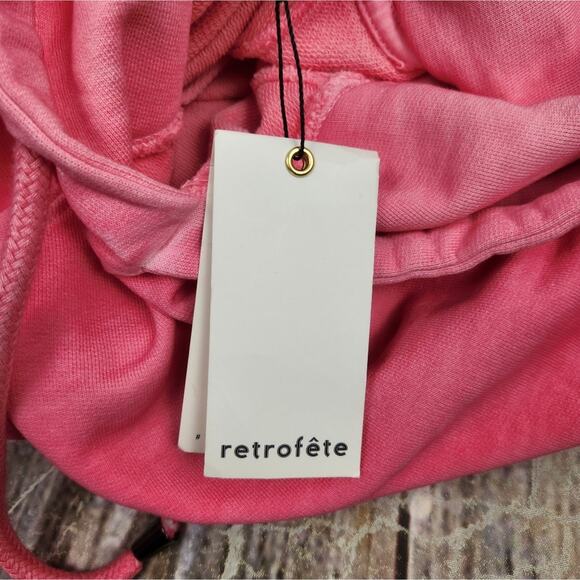 Retrofete Vanessa Hoodie Size Small Hot Pink Logo NWT Oversized Fit Pocket - Picture 9 of 11